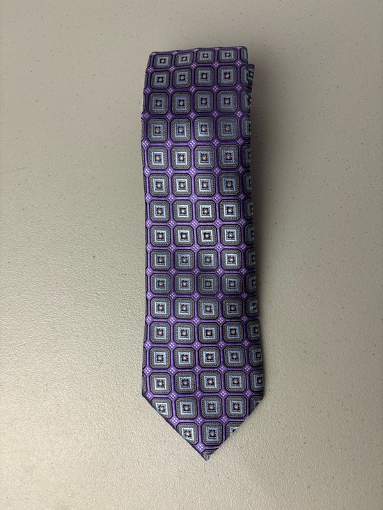 Ermenegildo Zegna Other - Ermenegildo Zegna Men's Neck Tie Purple Blue Geometric Square 100% Silk Italy